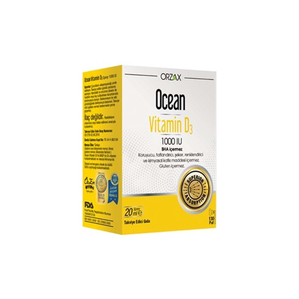 Ocean Vitamin D3 Sprey 1000 İü 20ml Şişe