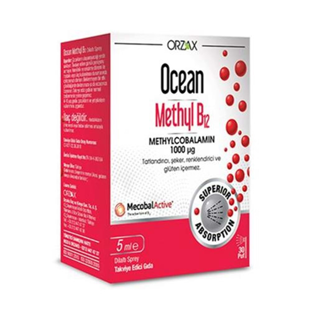 Ocean Methyl B12 Dilaltı Sprey 1000 mcg 5ml