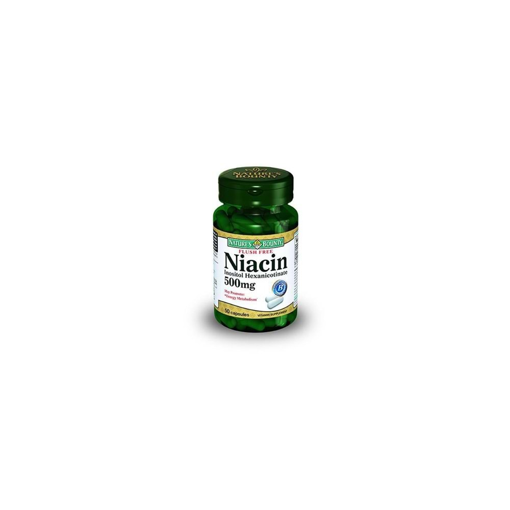 Natures Bounty Flush Free Niacin 500 mg 50 Kapsül