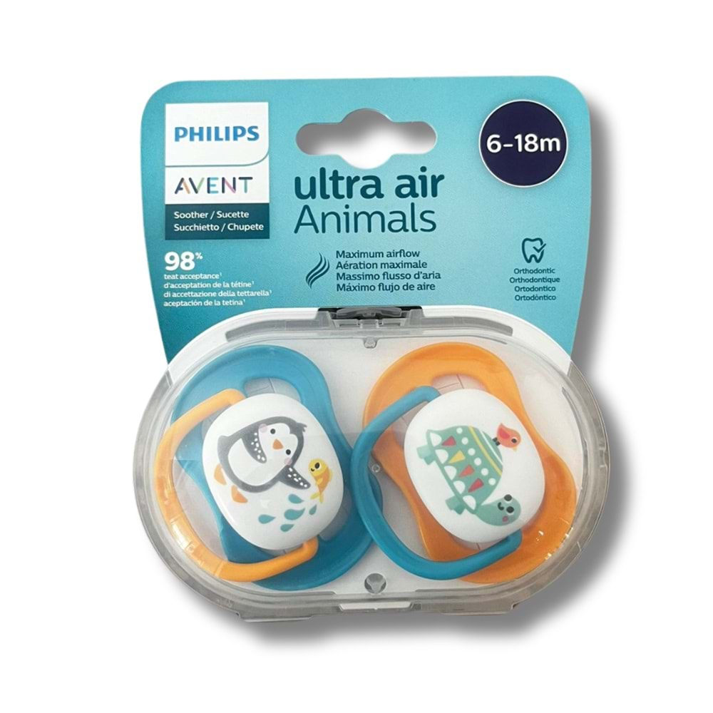 Avent SCF080/70 Ultra Air Animals Emzik 6-18 Ay Erkek 2'li