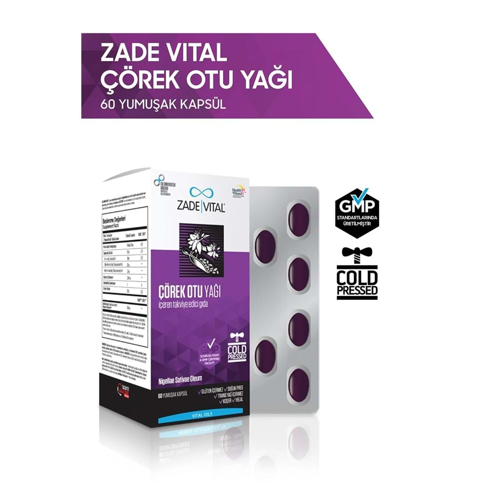 Zade Vital Çörek Otu Yağı 900 mg 60 Blister Kapsül