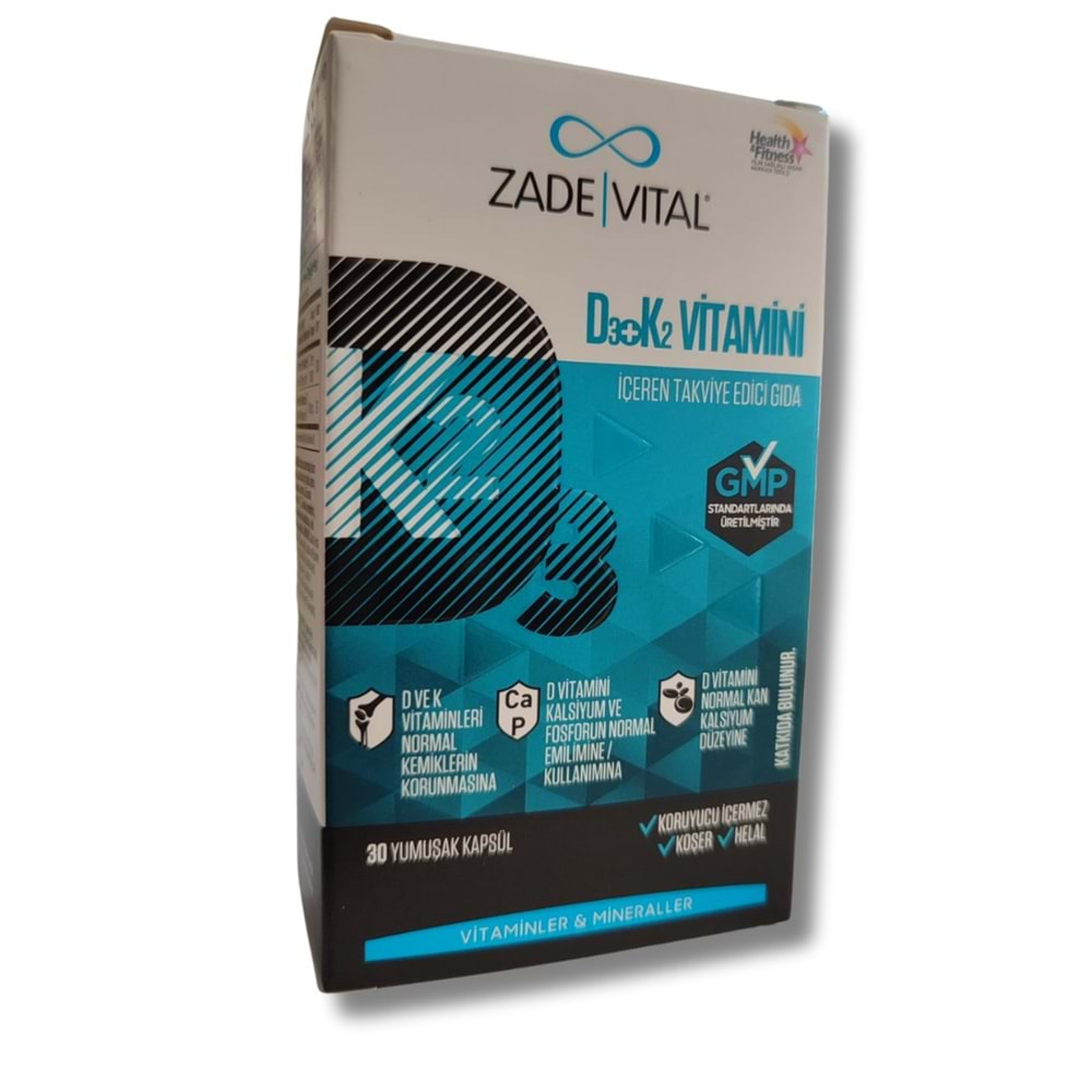 Zade Vital D3+K2 Vitamini 30 Kapsül