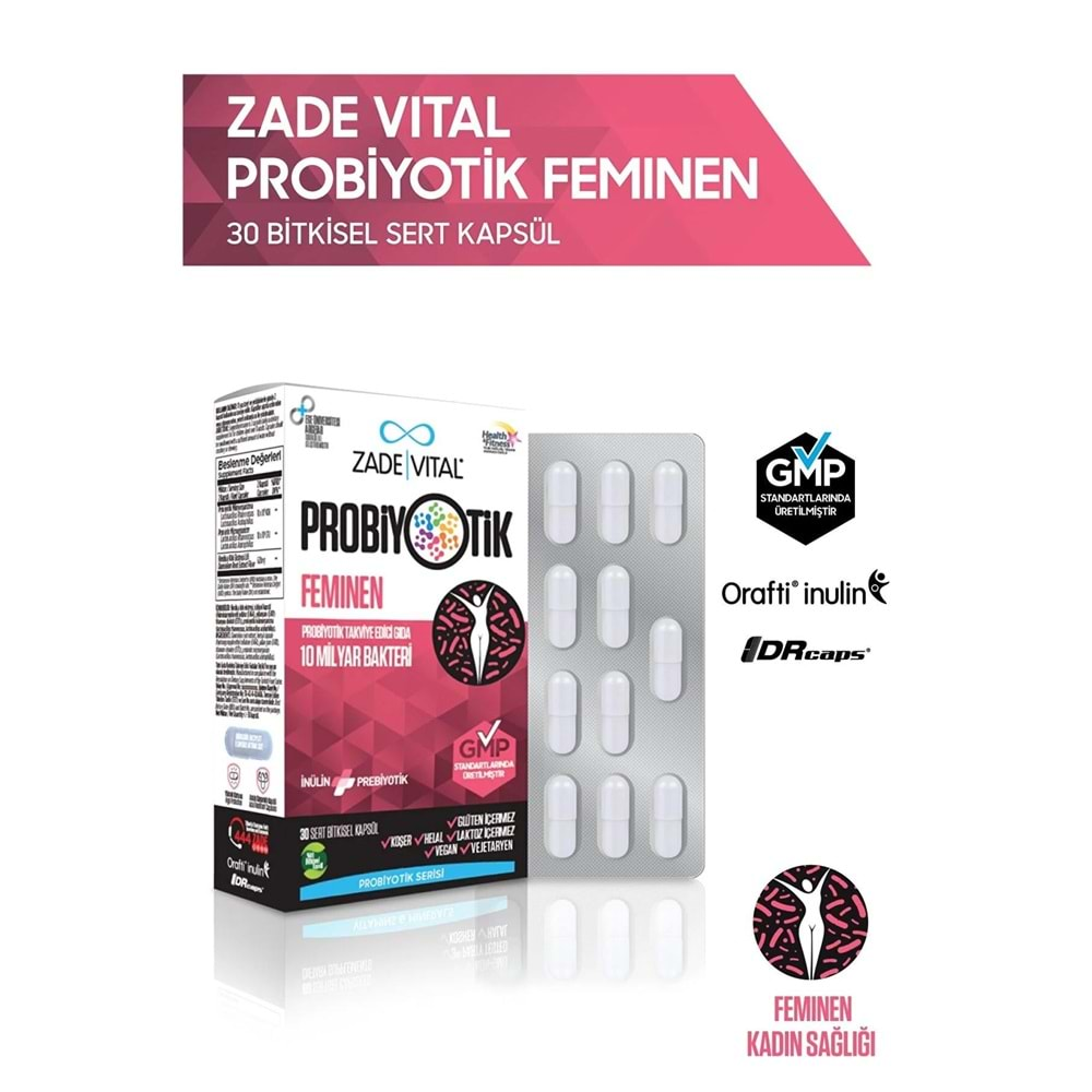 Zade Vital Probiyotik Feminen 30 Sert Kapsül