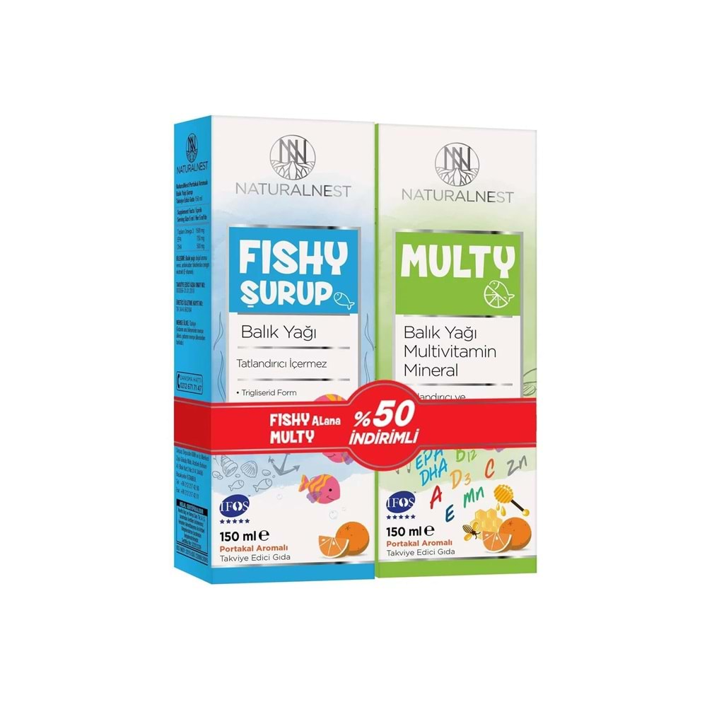 Naturalnest Fishy Şurup 150 ml + Multy Şurup 150 ml