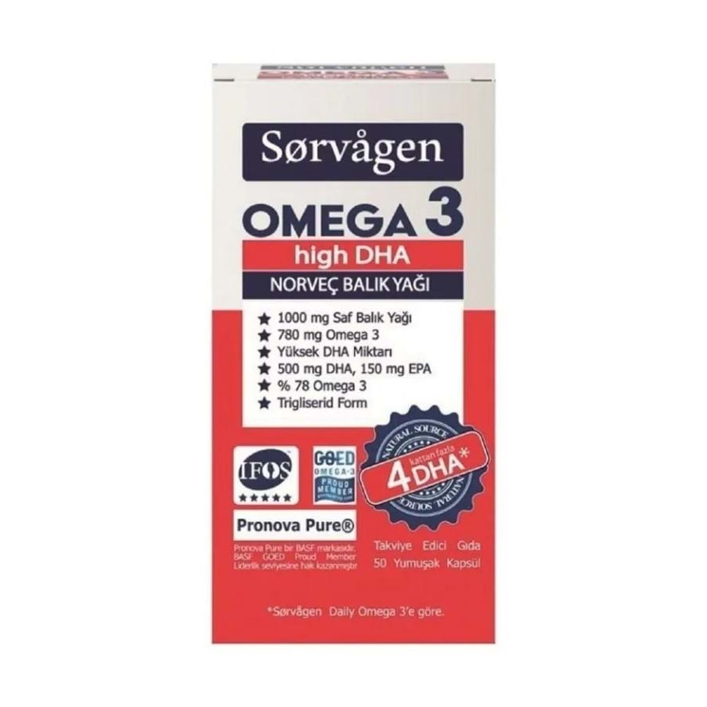 Sorvagen Omega 3 High DHA Norveç Balık Yağı 50 Kapsül