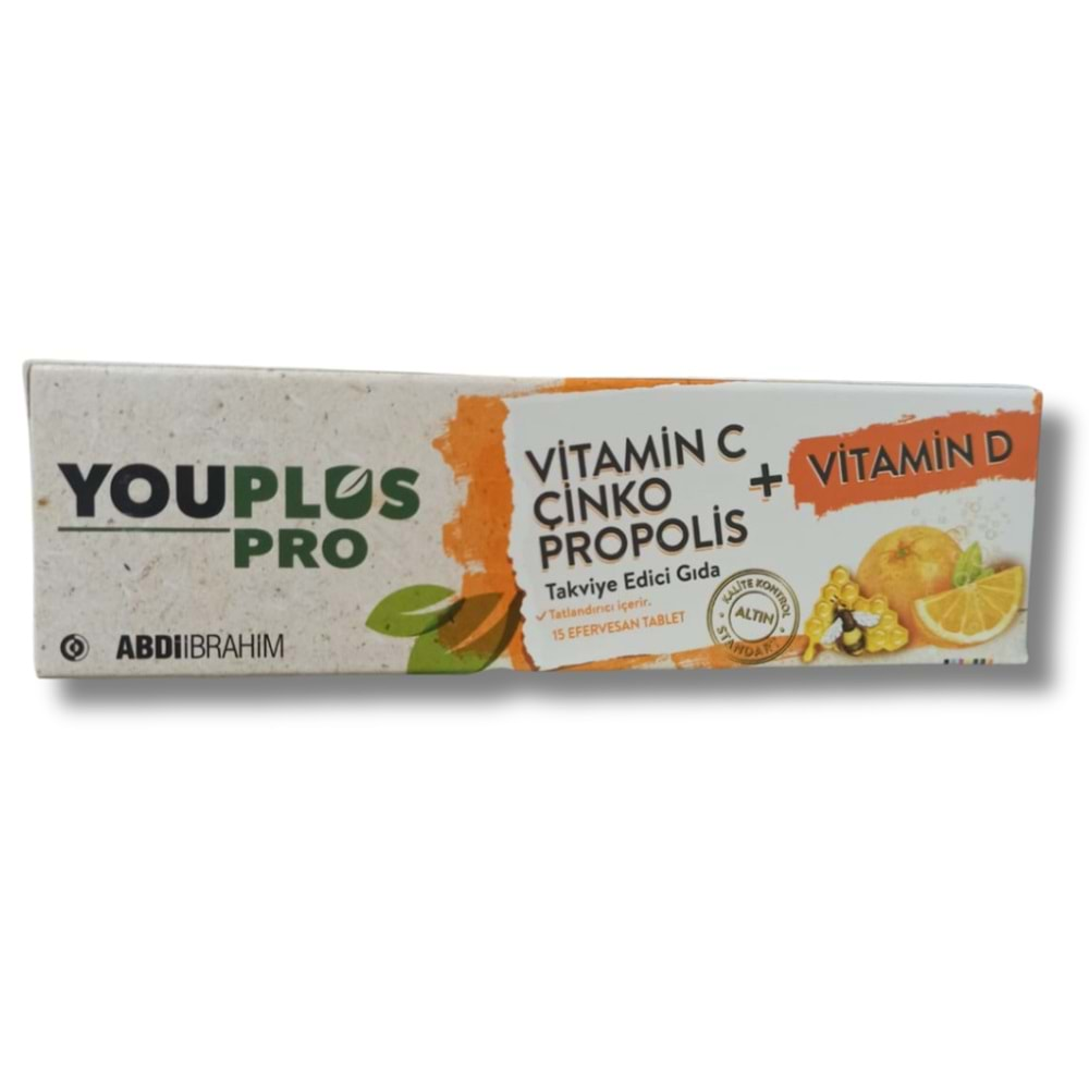 Youplus Pro Vitamin C D Çinko Propolis 15 Efervesan Tablet