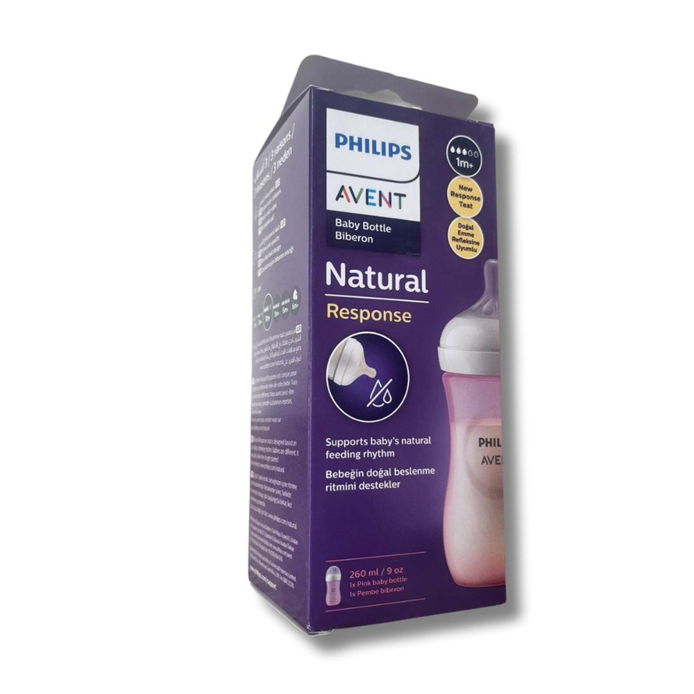 Avent Natural Response Doğal Tepkili PP Pembe Biberon 1+ Ay 260 ml