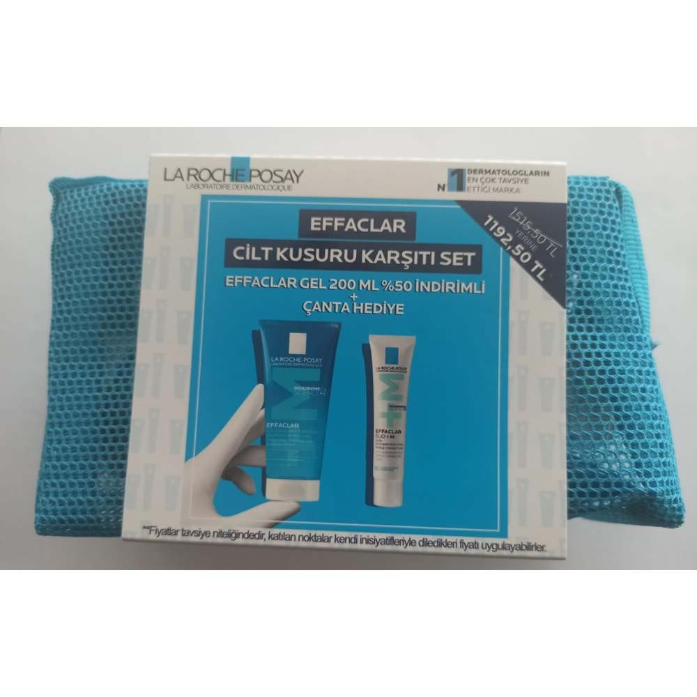 La Roche Posay Effaclar Gel 200 ml + Duo 40 ml Cilt Kusuru Karşıtı Set - Çanta Hediyeli