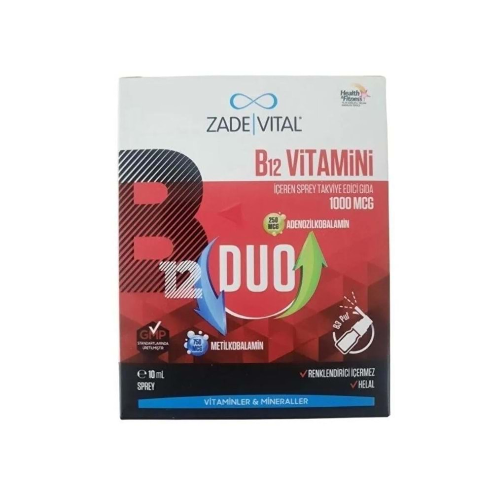 Zade Vital B12 Vitamini Duo 1000 mcg Sprey 10 ml