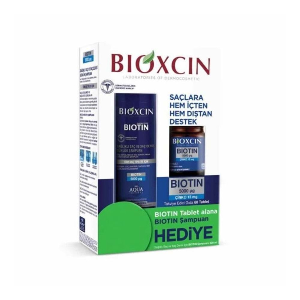 Bioxcin Biotin 5000 mg + Çinko 15 mg 60 Tablet + 300 ml Şampuan Hediyeli