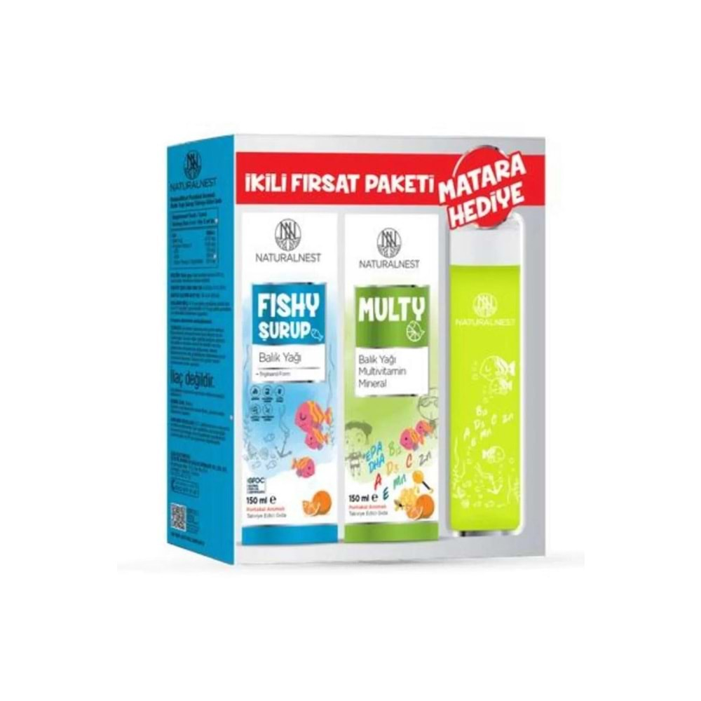 Naturalnest Multy Fish Oil 150 ml + Fishy Syrup Fish Oil 150 ml Matara Hediyeli