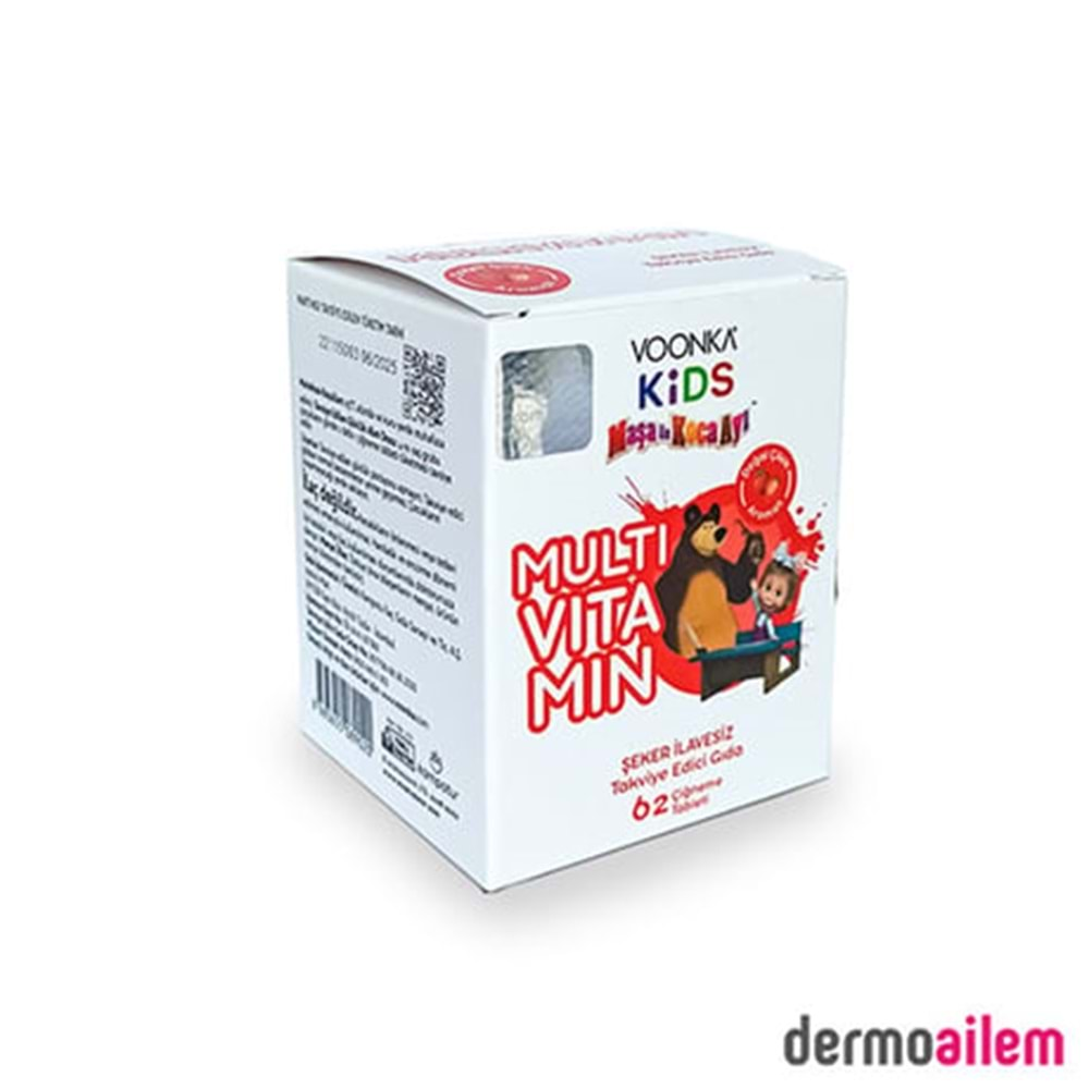 Voonka Kids Maşa İle Koca Ayı Multivitamin Çilek Aromalı 62 Tablet