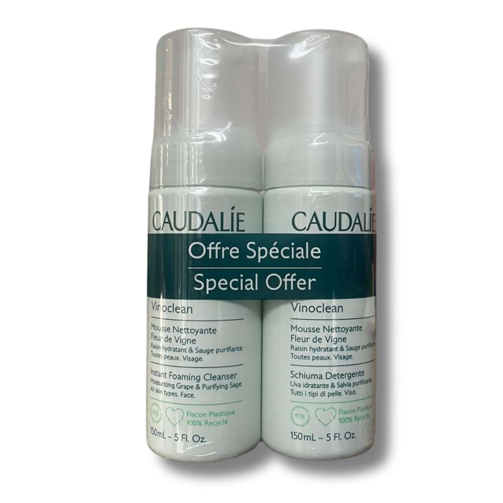 Caudalie Instant Foaming Cleanser 2 x 150 ml - Tüm Cilt Tipleri Için Temizleme Köpüğü - İkincisi %50 İndirimli