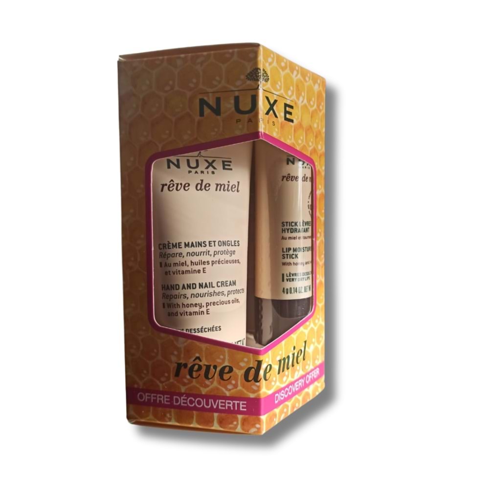 Nuxe Reve De Miel Hand and Nail Cream 30 ml + Lip Moisturizing Stick 4 gr