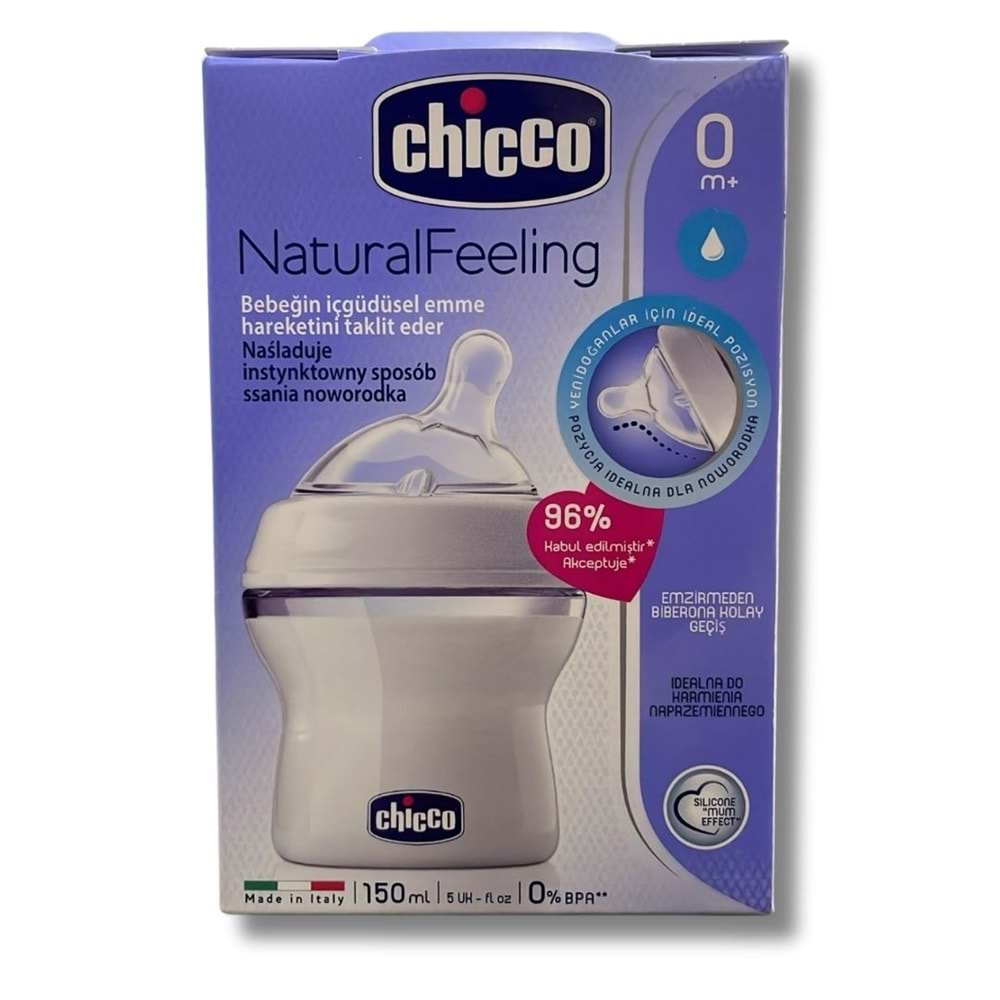 Chicco Natural Feeling Açılı Geniş Ağız Biberon 0 Ay+ 150 ml