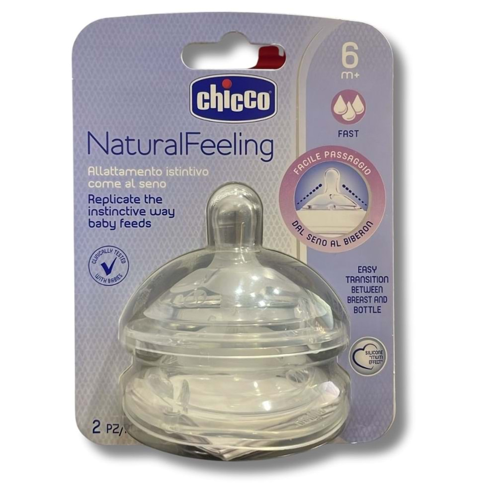 Chicco Natural Feeling Biberon Emziği 6 Ay+ Hızlı Akış 2'li