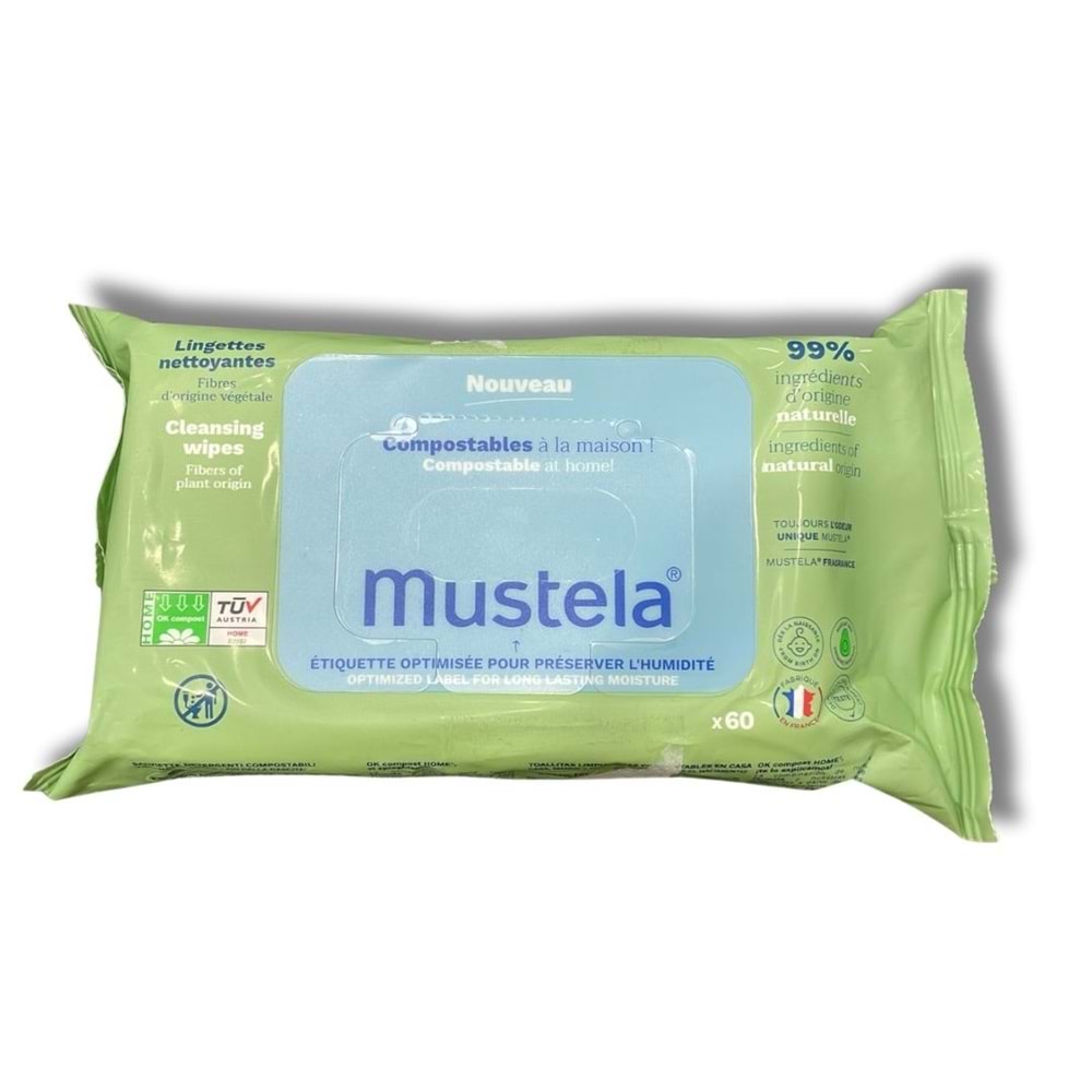 Mustela Kompost Edilebilir Islak Mendil 60 Yaprak