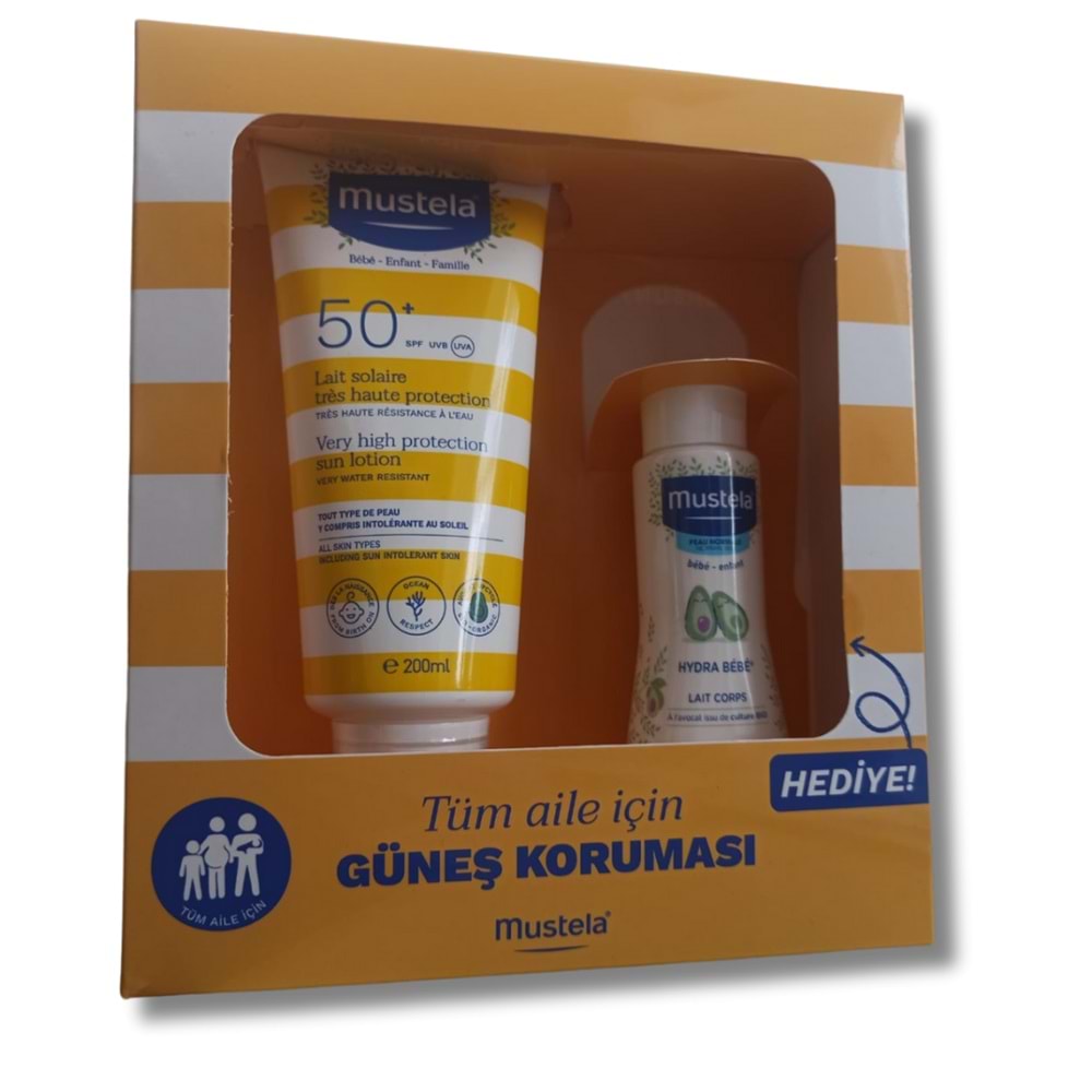 Mustela Güneş Losyonu SPF50 200 ml + Mustela Hydra Bebe 100 ml
