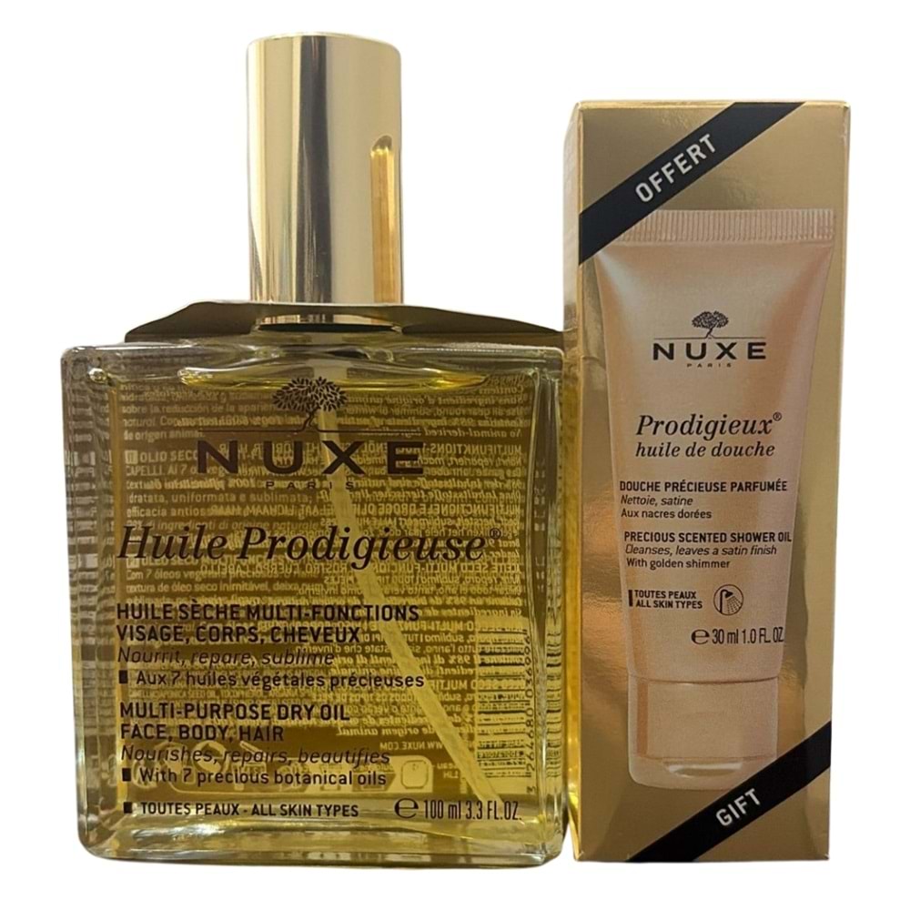 Nuxe Huile Prodigieuse Çok Amaçlı Kuru Yağ 100 ml + Prodigieux Shower Oil 30 ml