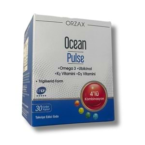 Ocean Pulse Balık Yağı Vitamin K2, Vitamin D, Koenzim Q10(Ubiquinol) İçeren Takviye Edici Gıda 30 Kapsül