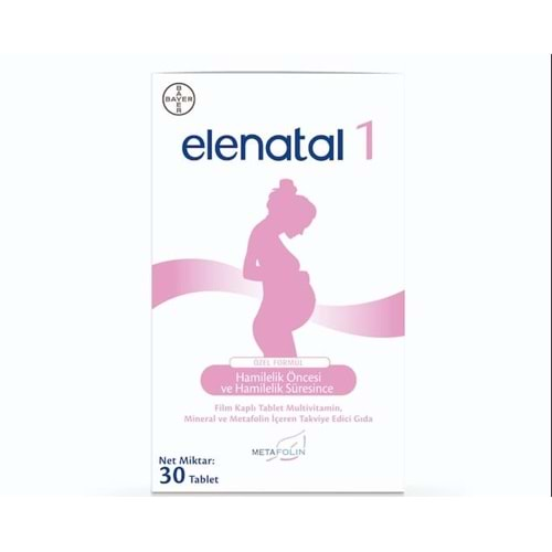 Elenatal 1 Film Kaplı Tablet Multivitamin , Mineral ve Metafolin İçeren Takviye Edici Gıda 30 Tablet