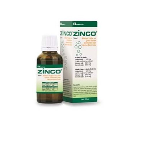 Zinco Bitkisel Yağlar ve Çinko İçeren Damaklıklı Şişe 30ml Şişe