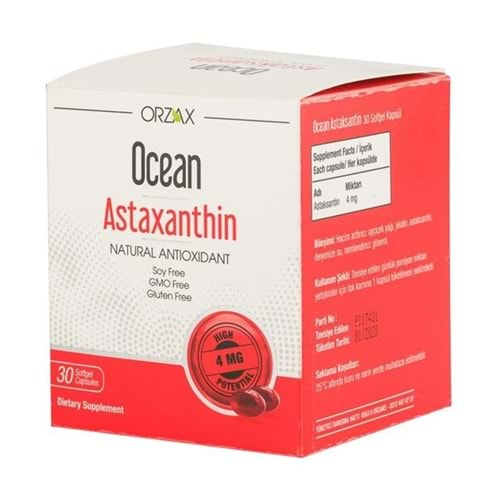 Ocean Astaksantin Takviye Edici Gıda 4 mg 30 Kapsül