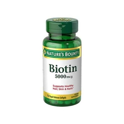 Natures Bounty Biotin 5000 mcg 72 Kapsül