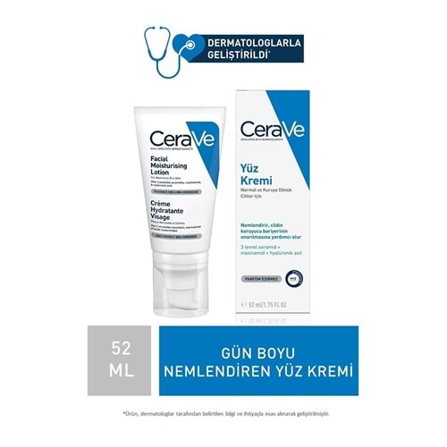 Cerave Yüz Nemlendirici Losyon Normal & Kuruya Dönük Ciltler için 52 ml