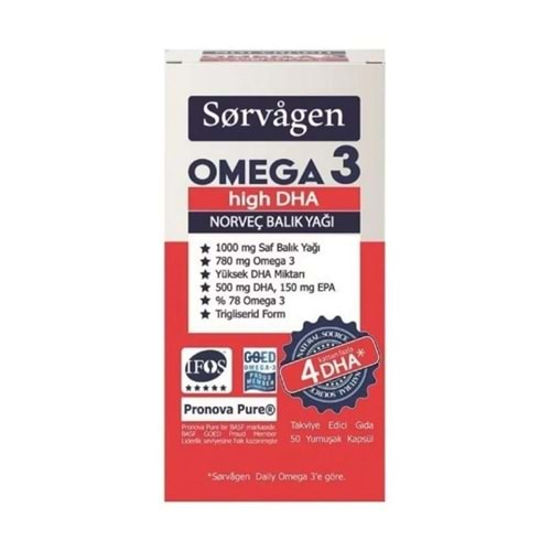 Sorvagen Omega 3 High DHA Norveç Balık Yağı 50 Kapsül