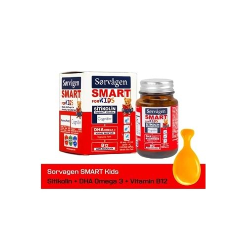 Sorvagen Smart Kids Sitikolin DHA Omega 3 Norveç Balık Yağı B12 60 Kapsül