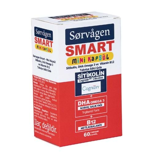 Sorvagen Smart Mini Sitikolin DHA Omega-3 ve B12 60 Kapsül