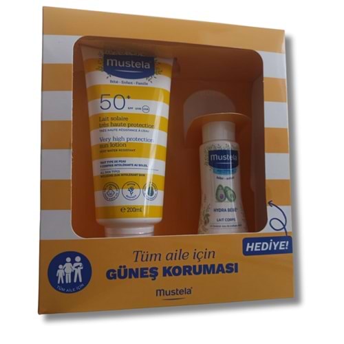 Mustela Güneş Losyonu SPF50 200 ml + Mustela Hydra Bebe 100 ml
