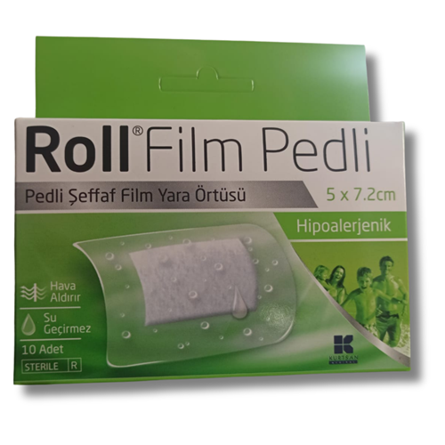 Roll Film Pedli Şeffaf Film Yara Örtüsü 5cm x 7,2cm 10 Adet