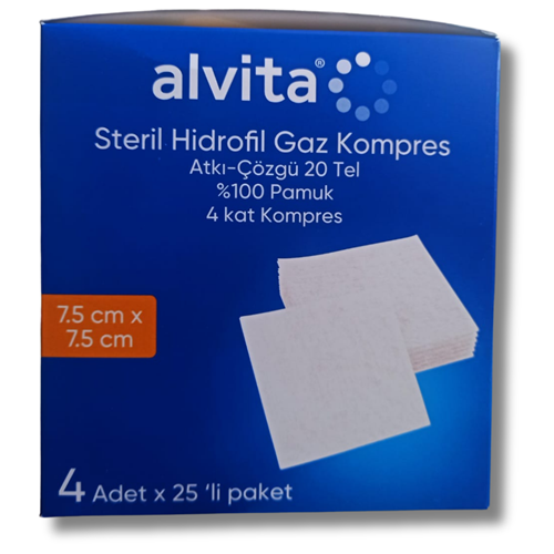 Alvita Gaz Kompres Steril 100 Lü