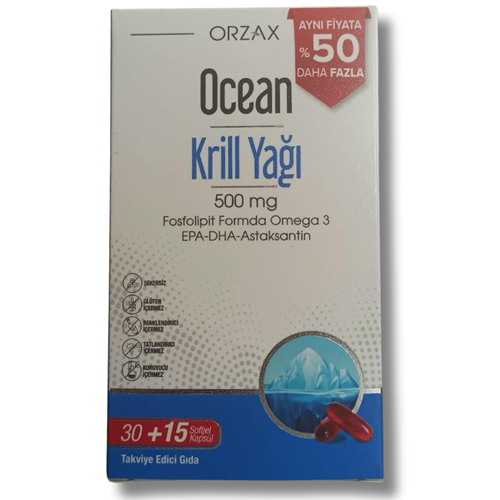 Ocean Krill Oil 500 mg 45 Kapsül - %50 Daha Fazla