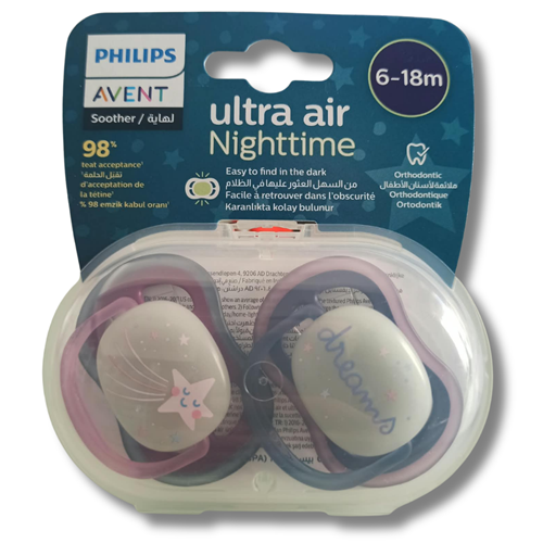 Avent Ultra Air Night Karanlıkta Parlar Gece Emziği 6-18 Ay Kız Scf376/14