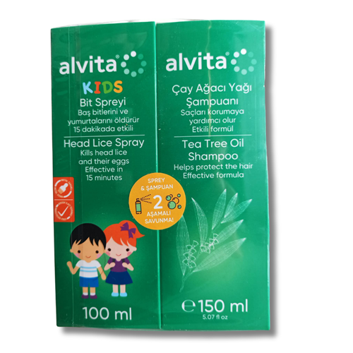 Alvita Kids Bit Spreyi + Çay Ağacı Yağı Şampuanı Seti