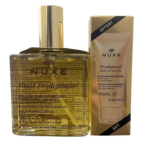 Nuxe Huile Prodigieuse Çok Amaçlı Kuru Yağ 100 ml + Prodigieux Shower Oil 30 ml