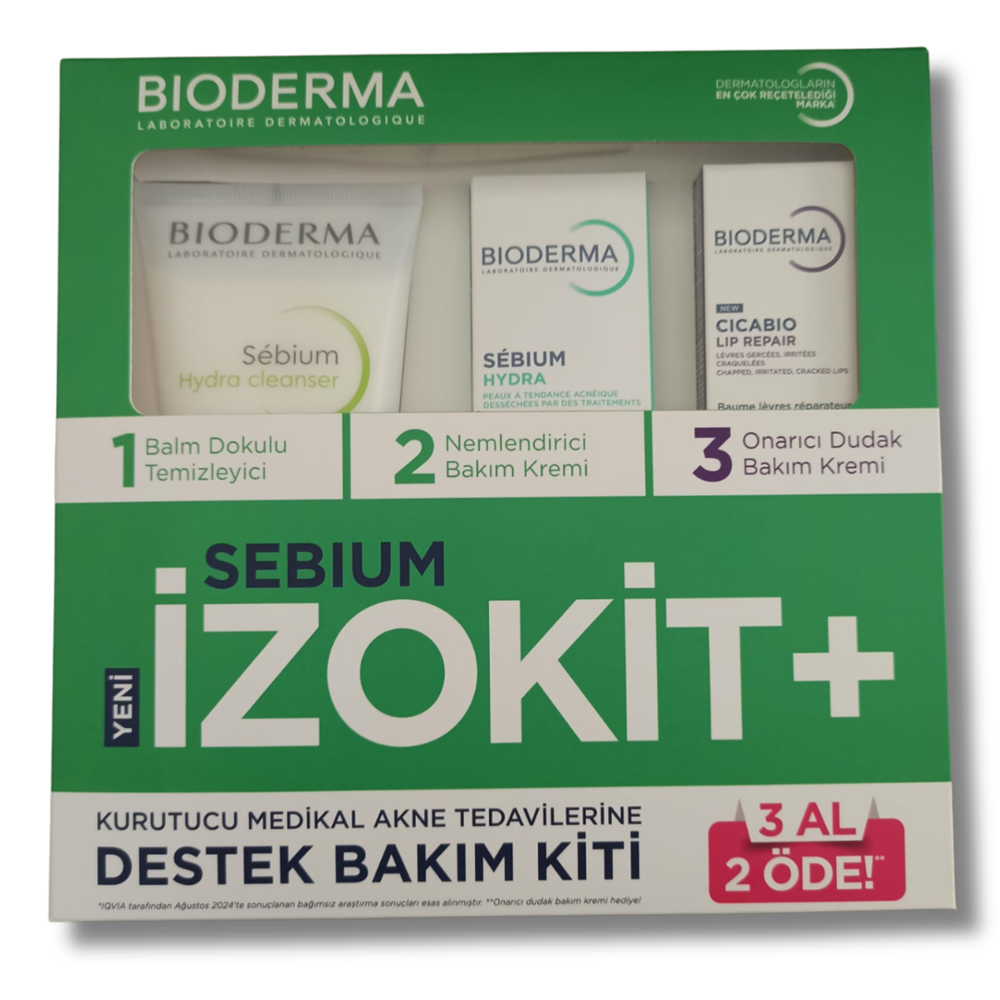 Bioderma Sebium İzokit Set - Sebium Hydra Cleanser 200 ml + Sebium Hydra 40 ml + Cicabio Lip Repair 10 ml