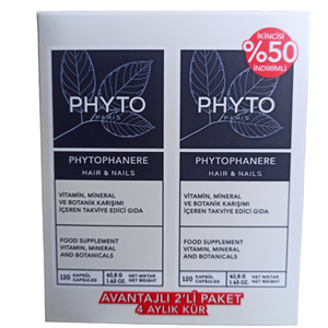Phytophanere Saç ve Tırnaklar için Gıda Takviyesi 120 Kapsül 2 li Paket