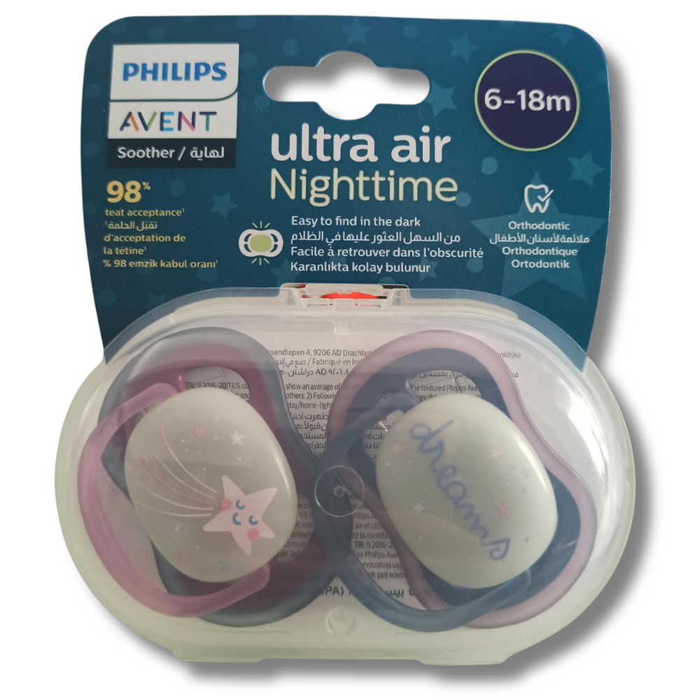Avent Ultra Air Night Karanlıkta Parlar Gece Emziği 6-18 Ay Kız Scf376/14