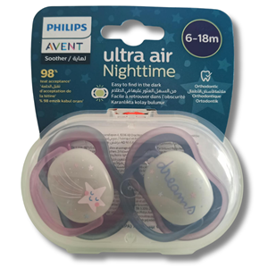 Avent Ultra Air Night Karanlıkta Parlar Gece Emziği 6-18 Ay Kız Scf376/14